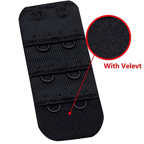 Wingslove Womens Bra Extender Bra Band Breathing room 3pcs-Pack Multi-size - color: Black, 2 Hook 3/8 Inch