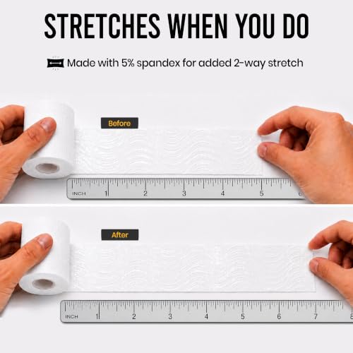 Bighorn Athletics Precut Kinesiology Tape with Tin, 40 Strips 2"×10", White - color: White