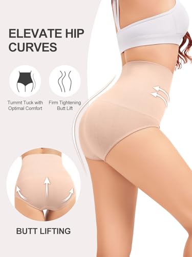 OVRUNS Tummy Control Shapewear Panties for Women High Waisted Compression Underwear C Section Postpartum Full Coverage Briefs - color: Nude, size: X-Large