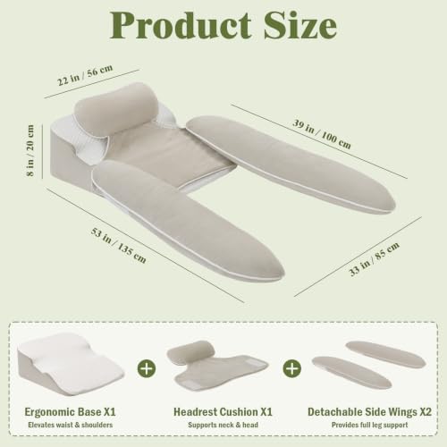 Side Sleeper Pillow, 53 Inch Body Pillow, 3PCS Adjustable Wedge Pillow