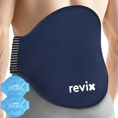 REVIX Extra Large Lower Back Ice Pack Wrap, 2 Pack Gel Wrap for Lumbar - color: Blue