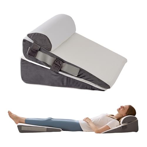 3Pcs Wedge Pillow Set for After Surgery,Acid Reflux Relief, Adjustable Bed Wedge Pillows for Sleeping,Anti Snore, Memory Foam Triangle Pillow for Back&Neck&Shoulder Pain Relief, White&Grey - color: White/Grey, size: 12 IN+1 Head pillow