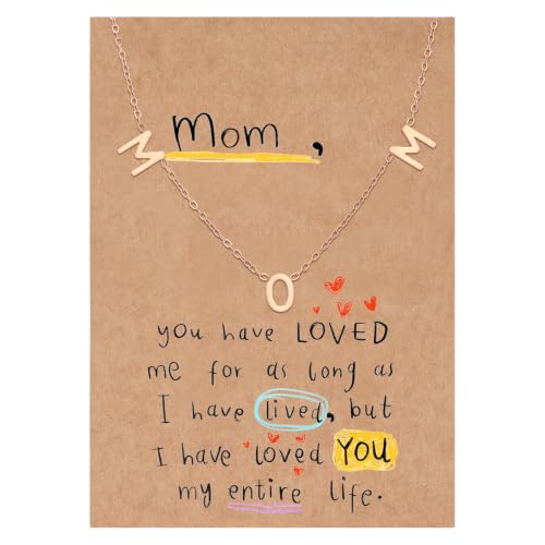 SKQIR Mama Necklaces for Women with Message Card - color: Rose Gold MOM