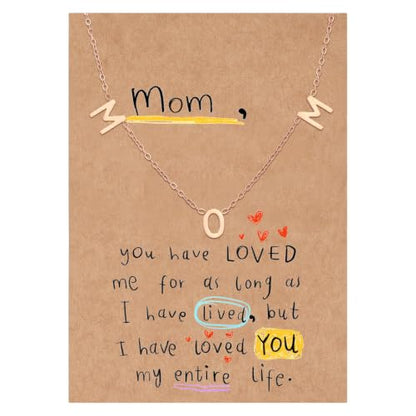 SKQIR Mama Necklaces for Women with Message Card - color: Rose Gold MOM
