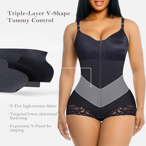 YIANNA Fajas Colombianas Moldeadoras Postpartum Shapewear Tummy Control - color: Black, size: Large