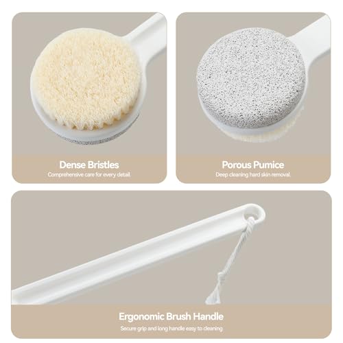Extra Long Handle 2 in 1 Pumice Stone for Feet Callus Dead Skin Remover