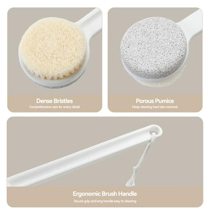Extra Long Handle 2 in 1 Pumice Stone for Feet Callus Dead Skin Remover