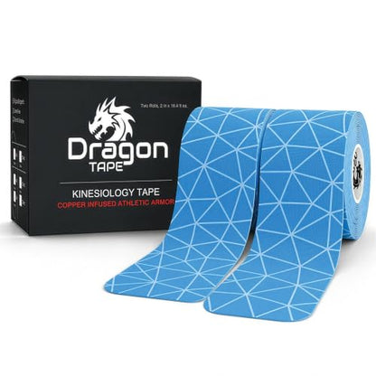 Dragon Tape Copper Infused Kinesiology Tape, Blue, Double Roll - color: Blue, size: Double Roll
