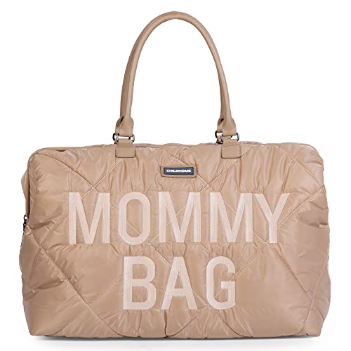 Childhome The Original Mommy Bag – Large Baby Diaper Bag, Mommy Hospital Tote and Travel Tote, Pregnancy Must Haves (Puffered Beige) - style: Puffered Beige