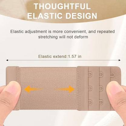 Meliya Women's Bra Extenders 3 Hook, Comfortable Soft Stretchy Back Bra Extension Strap - color: Deep Skin Color