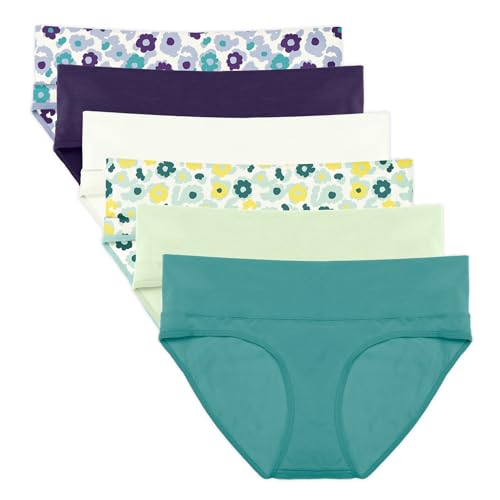 Intimate Portal Maternity Underwear, Cotton Foldable Under the Bump Briefs - color: 6-pk Meadow, size: Large