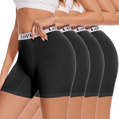 Molasus Womens Boxer Briefs High Waisted Modal Boy Shorts Underwear(Regular&Plus Size) - color: Black, size: X-Large