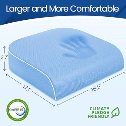 SweetSlubr Seat Cushion, Chair Pad, Memory Foam Tailbone Pain Relief - color: Lightblue, size: 2X-Large