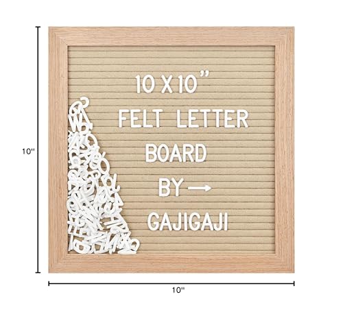 Felt Letter Board, 10 x 10 inch Wooden Frame, Beige - color: Beige