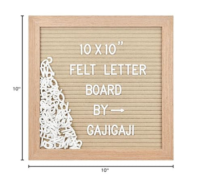 Felt Letter Board, 10 x 10 inch Wooden Frame, Beige - color: Beige