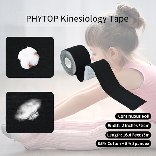 Muscle Kinesiology Tape 2 Rolls Black Uncut for Sports Recovery - color: Black