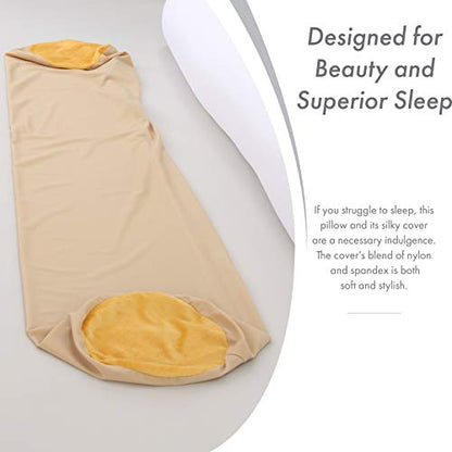 Microbead Body Pillow, Side Sleeping & Pregnancy, 48x8 in, Barely Beige - color: Barely Beige, size: Pillow & Cover