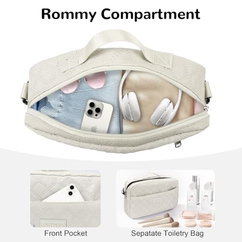 55L Travel Duffle Bag for Women, Large Overnight Weekend Bag, White - color: white