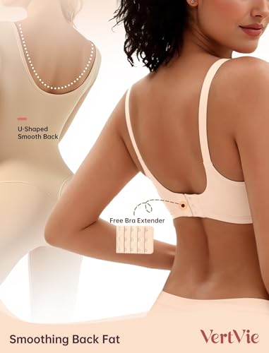 Vertvie Jelly Bra No Underwire Seamless Push Up Full Coverage - color: Nude, size: Large Plus