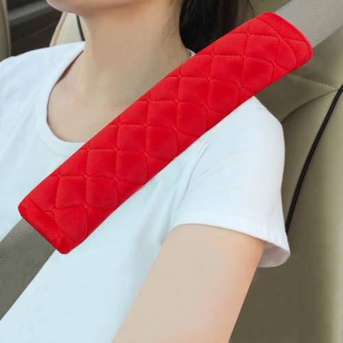Amooca 2 Pack Seat Belt Covers Soft Shoulder Pad for Cars & Backpack - color: E: Red
