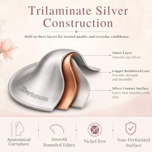 Silveriumom Silver Nursing Cups, Nipple Shields & Covers for Breastfeeding (X-Large) - size: X-Large