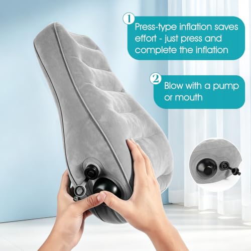 Portable Lumbar Pillow Inflatable Support Pillow - Inflatable Waist Cushion - color: Grey