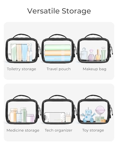 BAGSMART Puffy Clear Toiletry Bag, TSA-Approved & Wide-Open, 2-Pack, Black - color: Jet Black