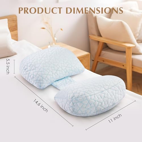 DONAMA Memory Foam Pregnancy Pillow for Sleeping, Cooling Maternity Pillow - color: White Blue