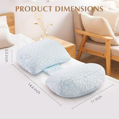 DONAMA Memory Foam Pregnancy Pillow for Sleeping, Cooling Maternity Pillow - color: White Blue