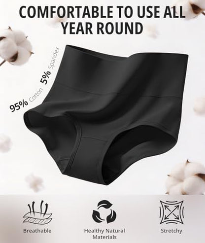 Cotton Underwear for Women High Waisted Panties Full Coverage 5 Pack - color: Black-5pack, size: 5X-Large