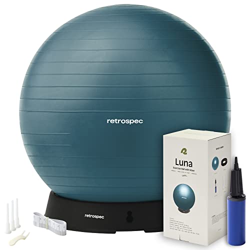 Retrospec Luna Exercise Ball with Pump - Anti-Burst Fitness Equipment for Yoga, Core Training & Stability - Home Gym Swiss Ball for Office & Pregnancy - color: Ocean Blue, size: 55cm