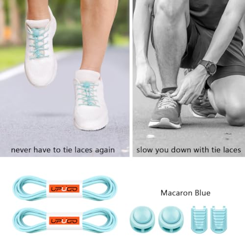 UpUGo Elastic Shoe Laces, No Tie Shoe Laces for All Ages, One Size Fit All - color: Macaron Blue ×1, size: 1 pair