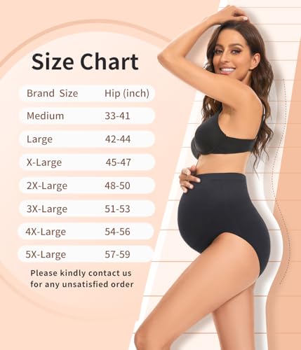 Maternity Underwear Over Bump, Seamless Maternity Support Panties, Plus Size, Multi Pack - color: 3 Pack. Black + Nude + Pink, size: X-Large