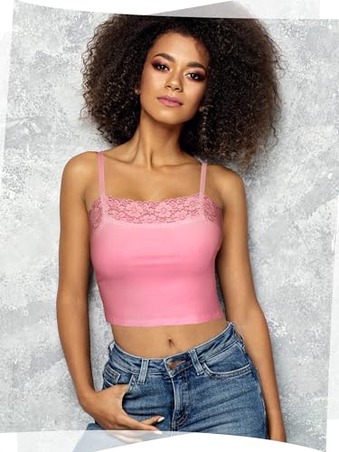 Bencailor 4 Pcs Lace Cami Top - color: Pink, Rose Red, Purple, Black, size: Medium