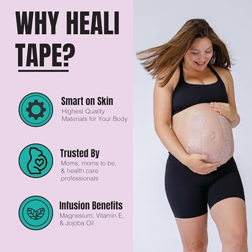 Heali Bump Kinesiology Tape, 15 Pre-Cut Wide Strips, Silk Belly Tape
