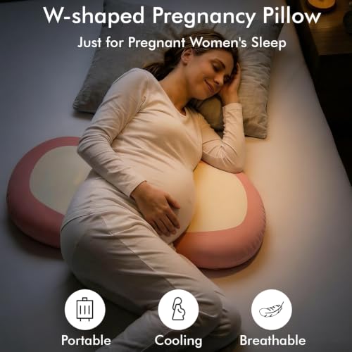Pregnancy Pillows for Sleeping, Memory Foam Cooling Maternity Wedge Pillow - color: Pink