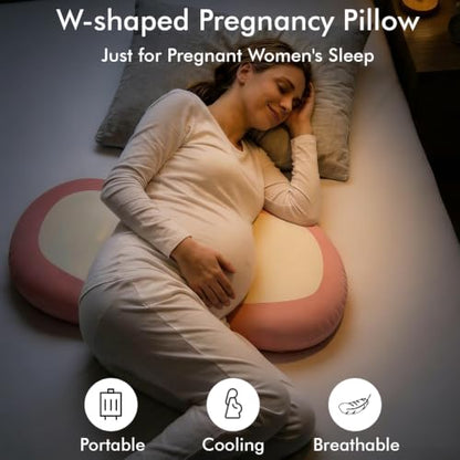 Pregnancy Pillows for Sleeping, Memory Foam Cooling Maternity Wedge Pillow - color: Pink