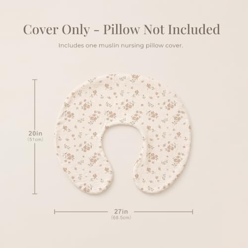 Konssy Muslin Nursing Pillow Covers, Soft Cover for Breastfeeding Pillows - color: Blossom