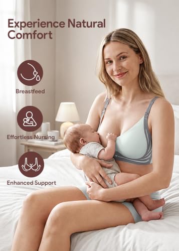 HBselect Nursing Bras for Breastfeeding 3 Pack Women Maternity Jelly Bras - color: C: 3pack(black/Dusty Pink/Gray Blue), size: XX-Large