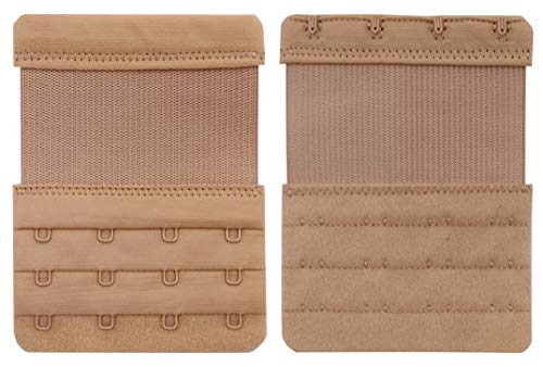 Tamlien 4 Hook Bra Extenders,Stretchy Soft Comfortable Bra Strap Extender - color: Skin Color