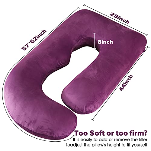 Elover U Shaped Pregnancy Pillow,Full Body Maternity Support - color: Velvet-dark Purple