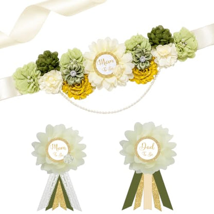 Greenery Mom to Be Sash Sage Green Baby Shower Decorations - color: Sage Green