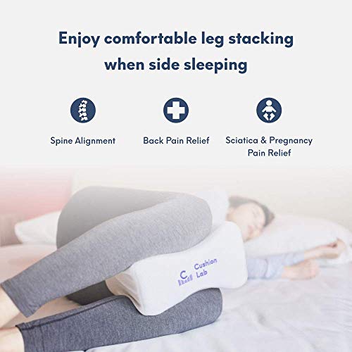 Cushion Lab Extra Dense Orthopedic Knee Pillow for Back Pain Relief, Leg Pain, Hip, Pregnancy, Sciatica & Joint Pain - Memory Foam Wedge Pillow Contour - size: Medium