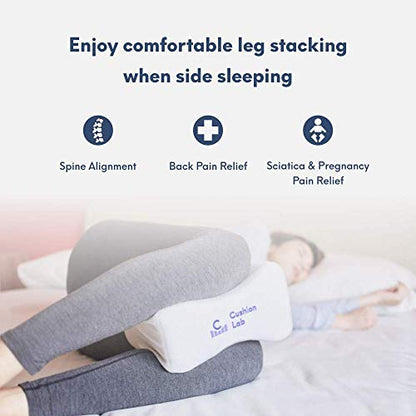 Cushion Lab Extra Dense Orthopedic Knee Pillow for Back Pain Relief, Leg Pain, Hip, Pregnancy, Sciatica & Joint Pain - Memory Foam Wedge Pillow Contour - size: Medium