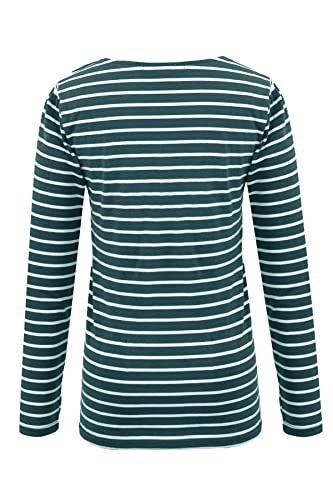 Smallshow Women's Maternity Nursing Tops Comfy Long Sleeve Breastfeeding T-Shirt - color: Black/Light Grey/Deep Green Stripe(cotton), size: Large
