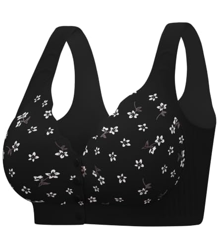 Wireless Front Close Bras for Women, Jelly Post Surgery Push Up Bralettes - color: Black, size: Large