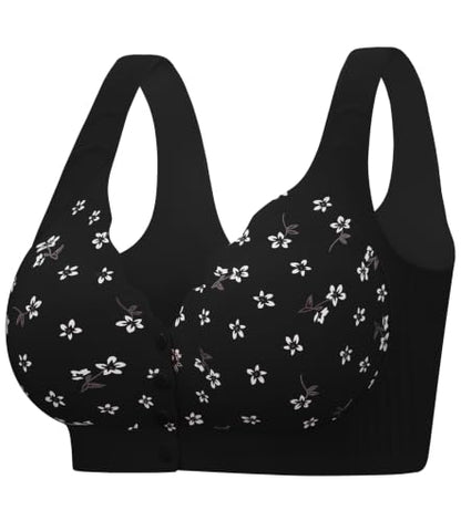 Wireless Front Close Bras for Women, Jelly Post Surgery Push Up Bralettes - color: Black, size: Medium