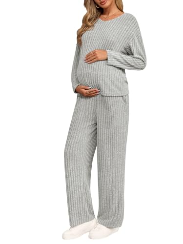 Yousify Womens Maternity Pajamas Sets 2 Piece Outfits - color: Grey, size: Small