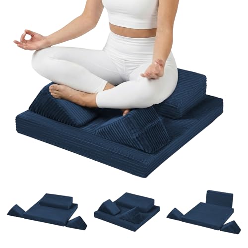 Meditation Cushion, Meditation Mat with Knee Support, Navy Blue - color: Navy Blue, size: 24X24X2 Inch