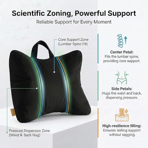 Lumbar Pillow for Car Seat and Office Chair, Classic Black - color: Classic Black
